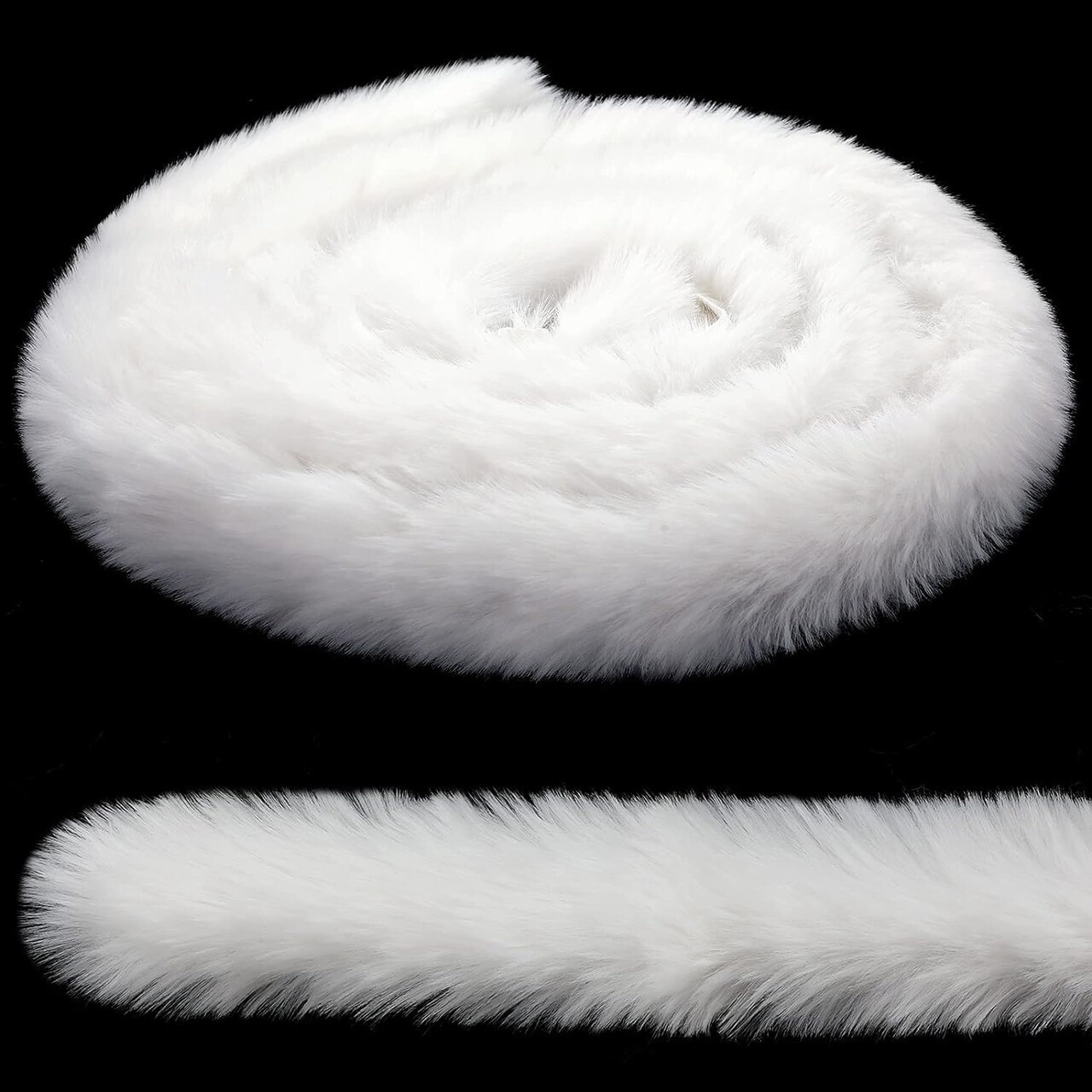 White Faux Fur Trim Ribbon Christmas Decorative Trimming Ribbon DIY Artificial Fur Ribbon 5cm Wide Plush Furry Fabric Garland Trim for Christmas Tree Holiday Garlands Party Decor